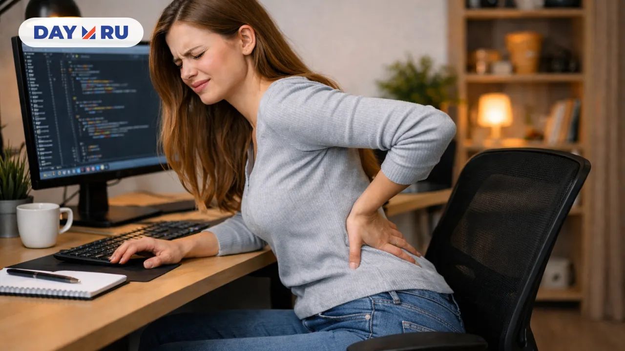 У девушки спина болит из за сидячей работы