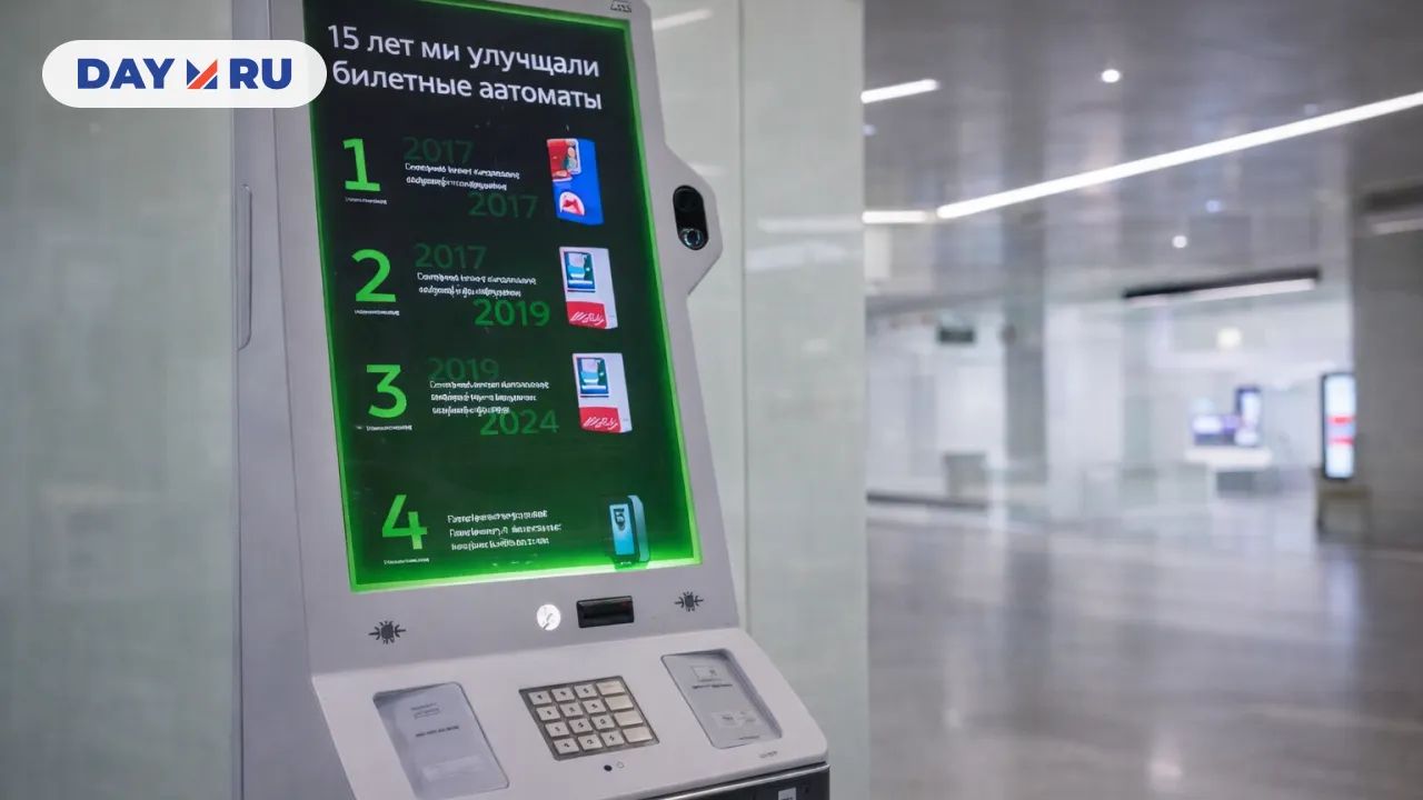 Современный билетный автомат на станции