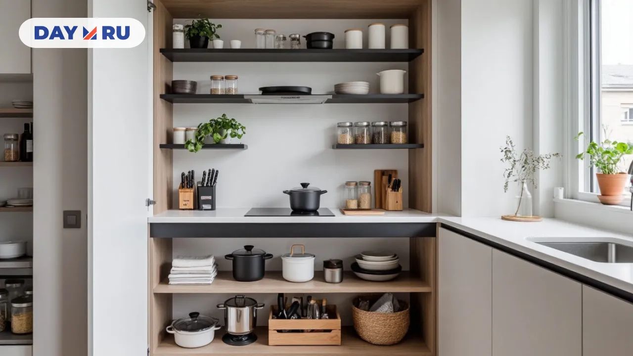 Как уместить всё на крошечной кухне: приёмы хранения
