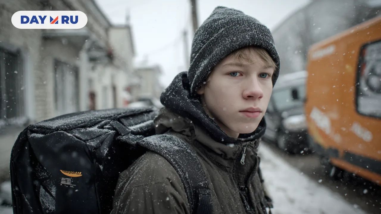 Подросток работает курьером