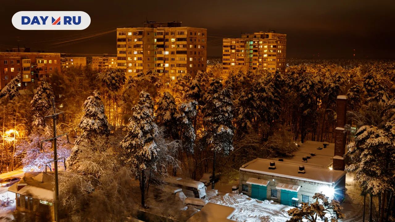 Снегопад, город