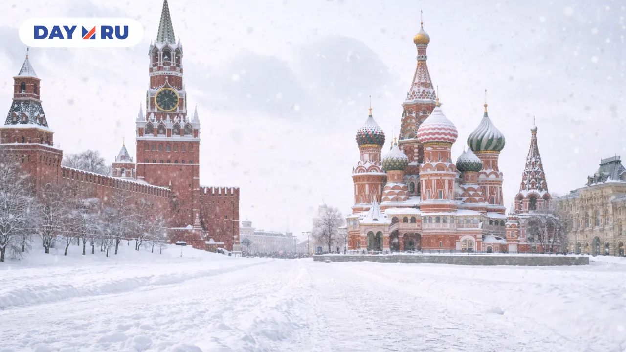 Заснеженный Красный площадь Москвы
