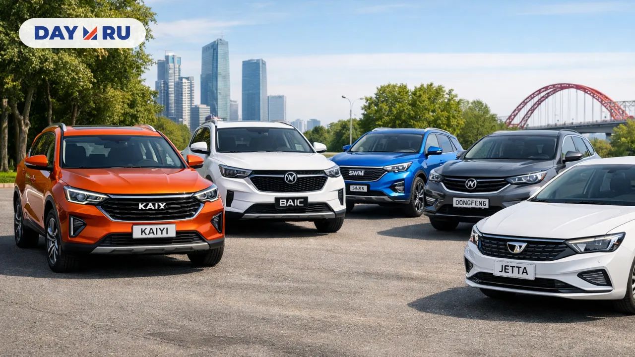 Автомобили китайских марок на парковке