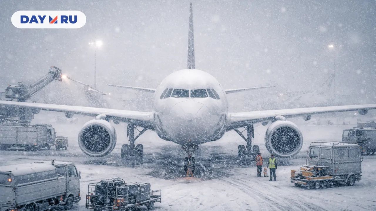 Самолёт на заснеженном аэродроме