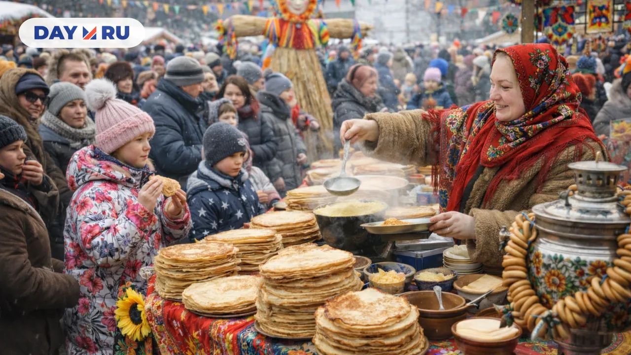 Масленица на улицах зимой
