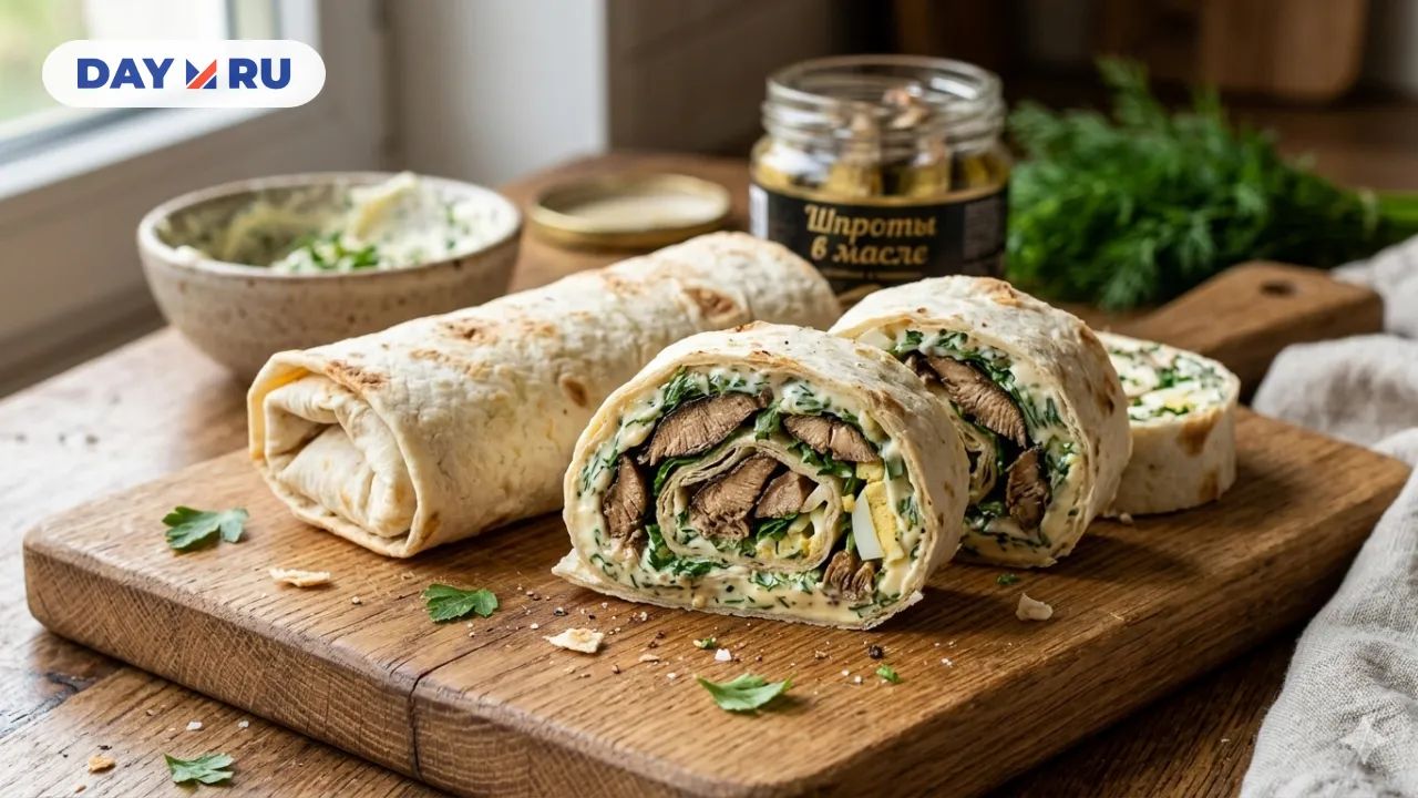 Шпроты с лавашом