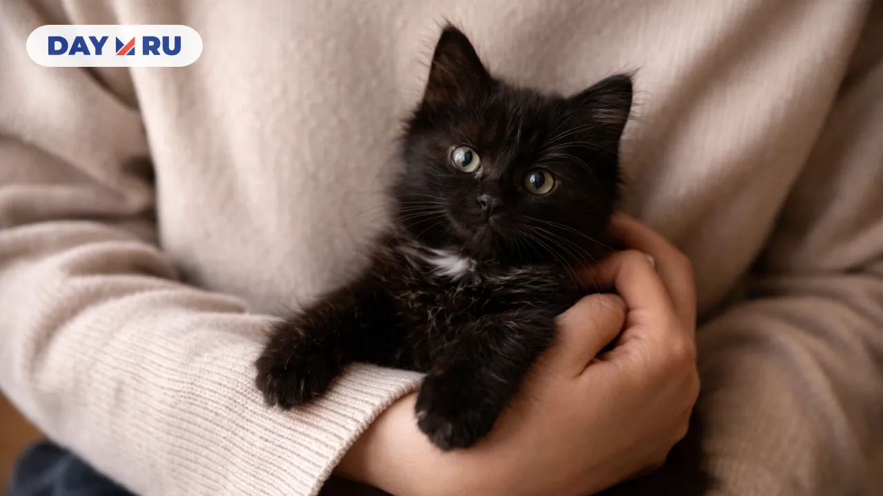 Котенок в руках человека