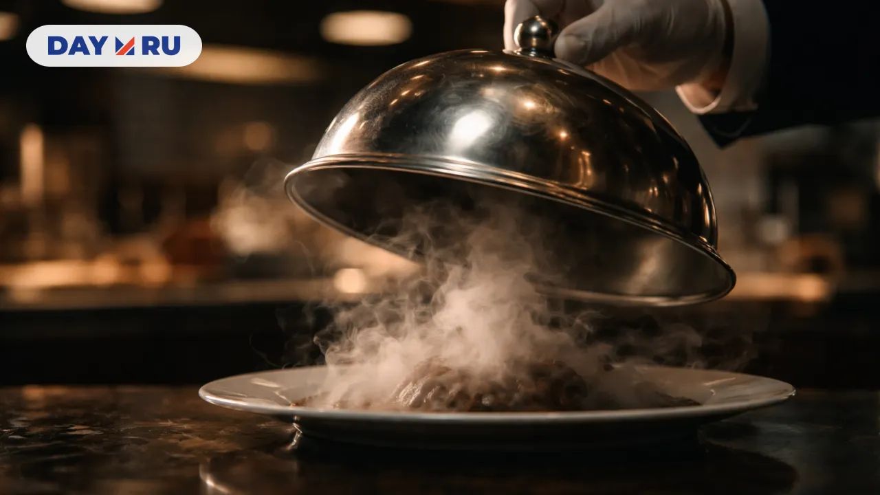 Поднятая крышка с паром