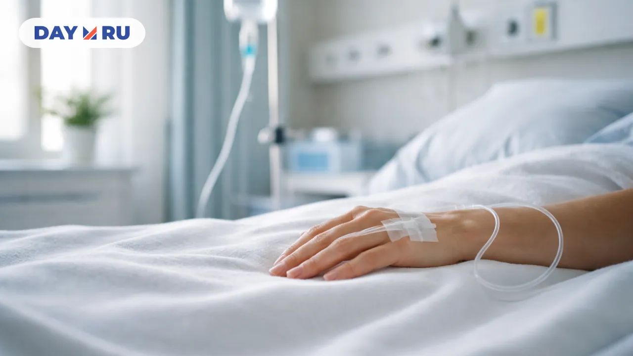 Рука пациента в больничной палате