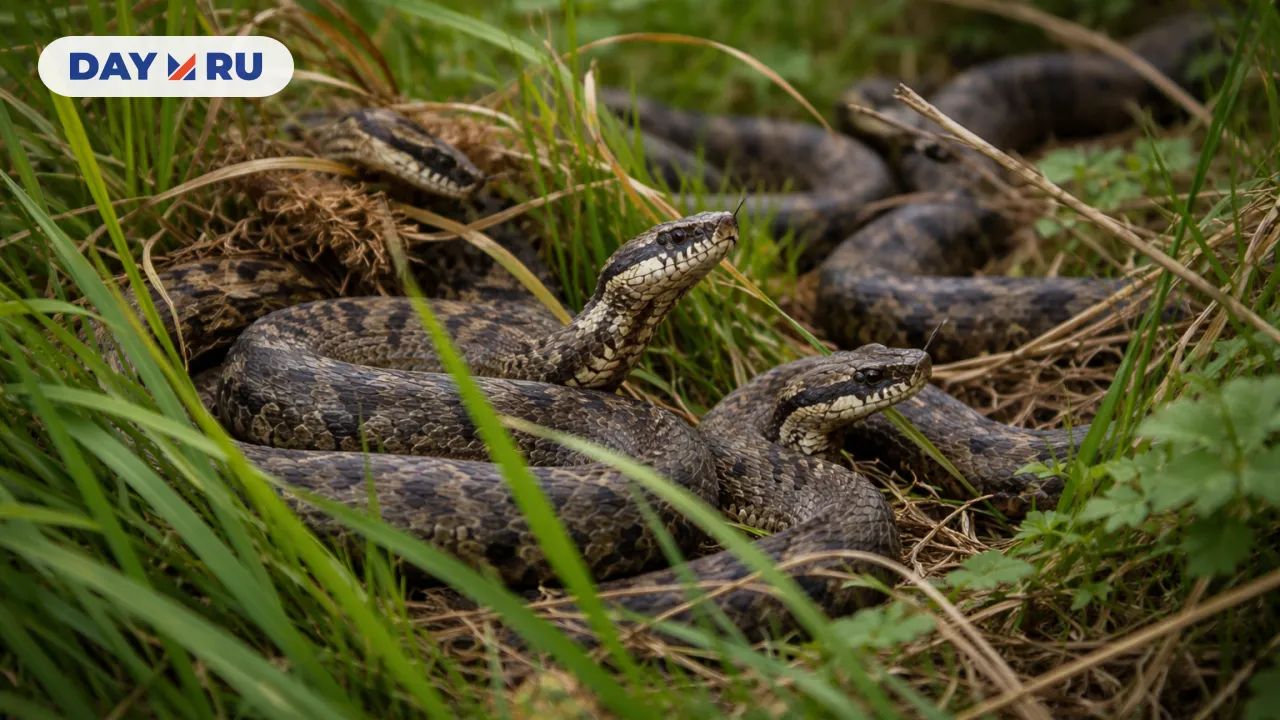 Змеи среди травы и листвы