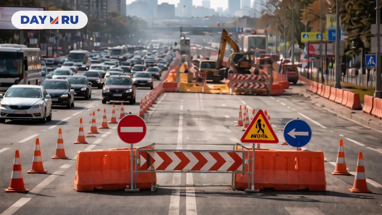 Строительство на городской улице