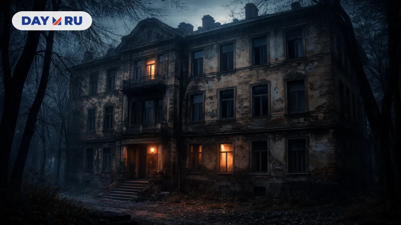 Заброшенный особняк в туманной ночи