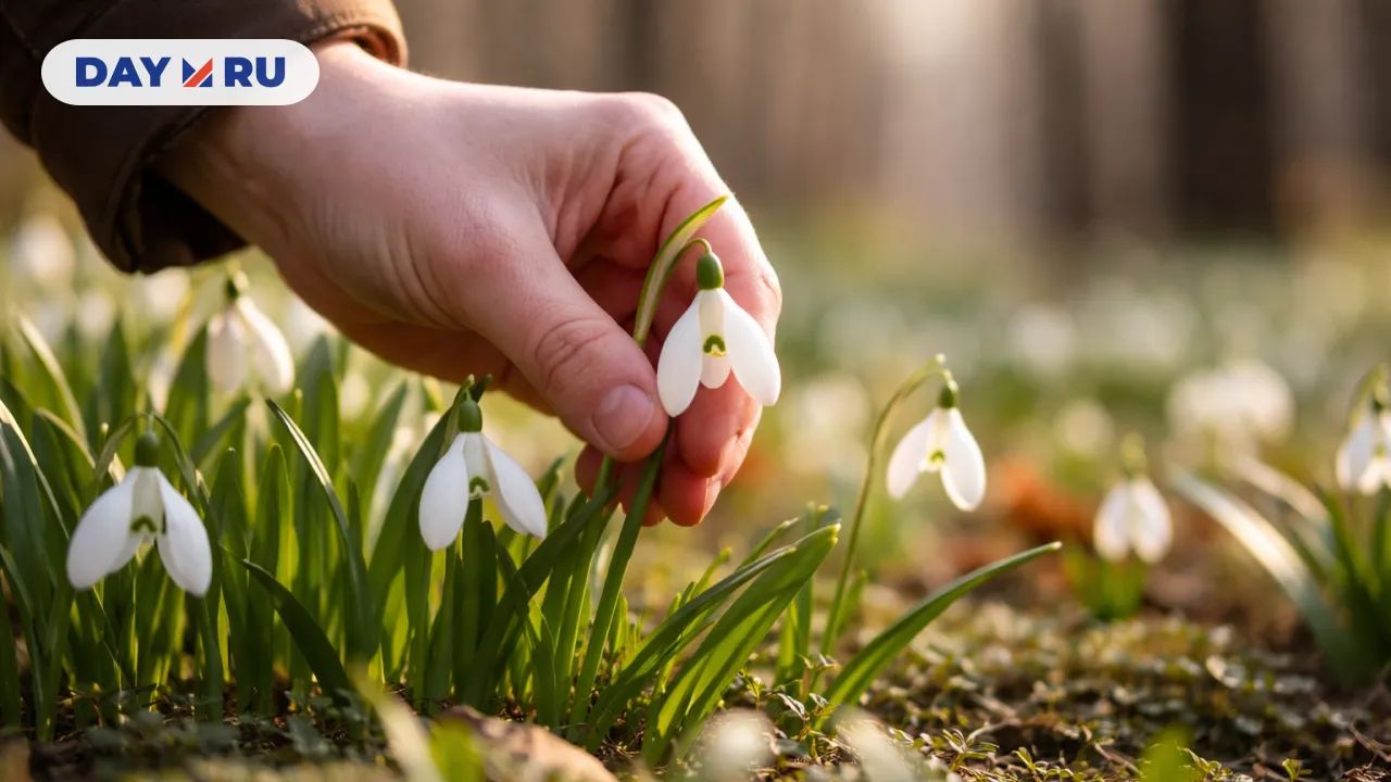 Подснежник в руке