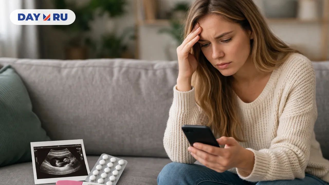 Девушка тревожно смотрит в телефон