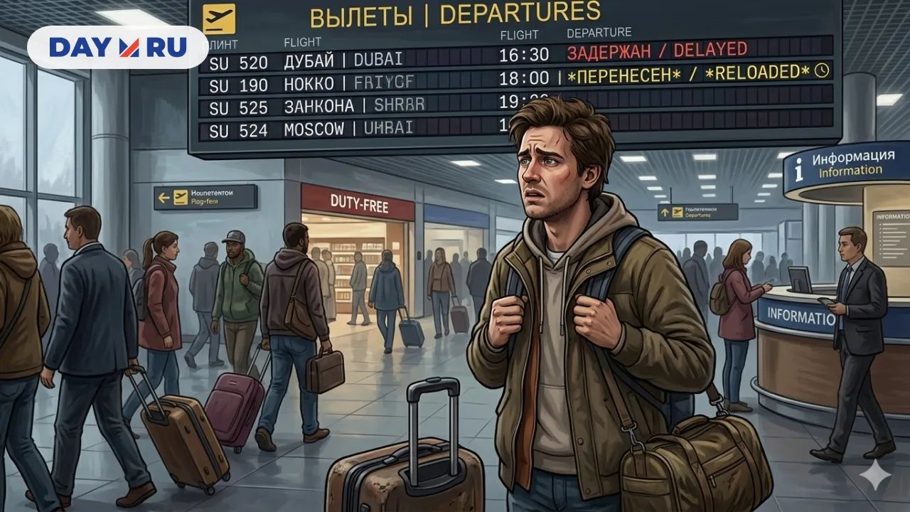 Турист летит в Дубай