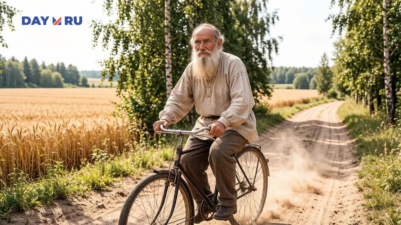 Лев Толстой на велосипеде