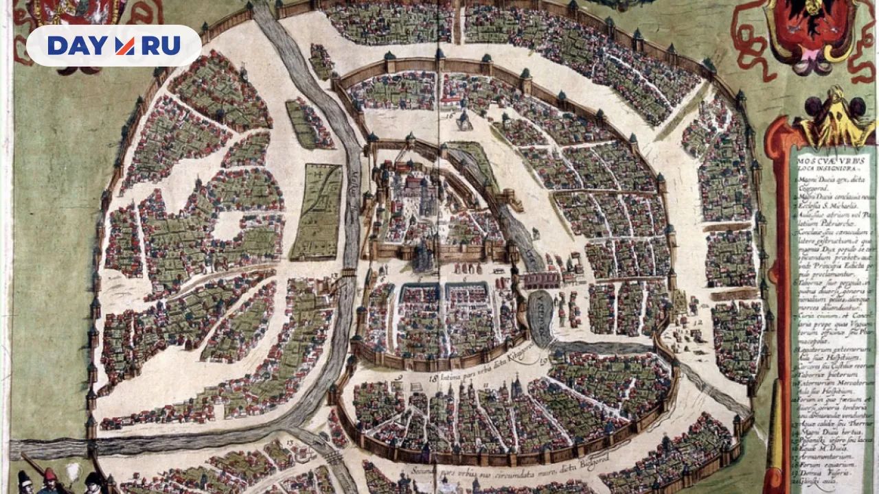 Скородум на плане Москвы, гравюра 1618 года