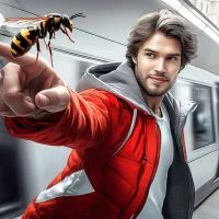 Мужчина и оса