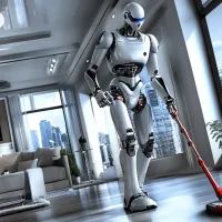 Робот моет полы