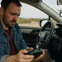 Водитель учится управлять беспилотником