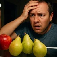 Яблоки и груши в холодильнике