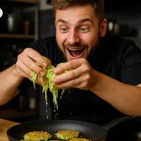 Шеф-повар делает оладьи хрустящими