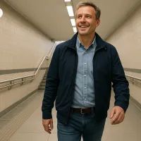 Человек идет через подземный переход