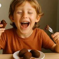 Ребенок есть пирожное "Картошка"