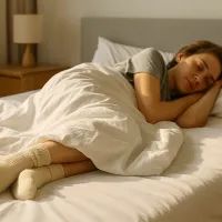 Девушка спит в носках