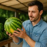 Человек выбирает арбуз