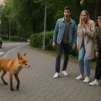 Лиса вышла к людям