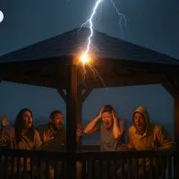 Молния бьет в беседку