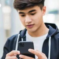 парень со смартфоном