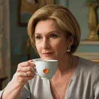 женщина пьет чай