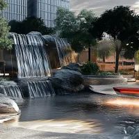 Сквер с водопадом