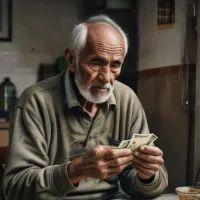 пенсионер считает грошики