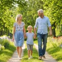 семья на прогулке