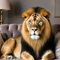 лев на диване