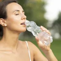 Женщина пьёт воду
