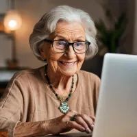 бабушка за компьютером