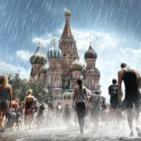Москва, жара и ливень