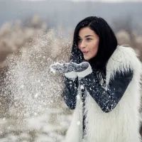 Зима, девушка, снег