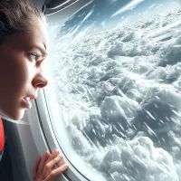 Девушка в самолете, арт