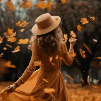 Осень, девушка, листья