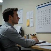 Мужчина, офис, календарь