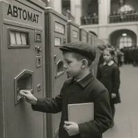 Школьник перед автоматом