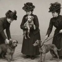 Дамы собирают бездомных собак.