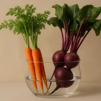 Морковь и свекла в вазе