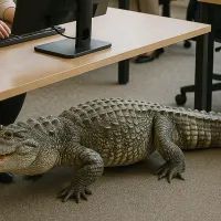 Гуляющий крокодил в офисе