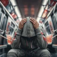 Мужчина в метро, арт